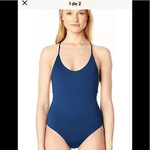Dolce Vita Solid One Piece Cross Back SwimsuitDusk